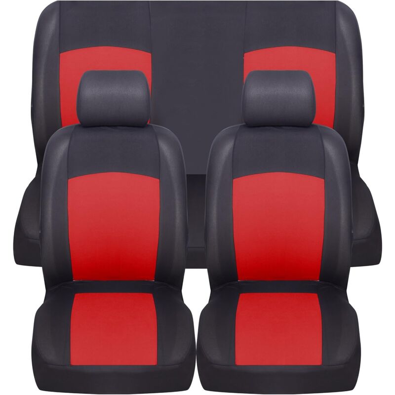 foto del prodotto lupex shop coprisedili universali morbidi per auto, anteriori e posteriori, mod. soft, tessuto poliestere, colore rosso