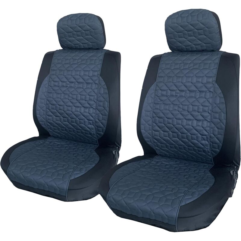 foto del prodotto lupex shop coprisedili universali per auto, coppia anteriore, tessuto in gambardin, poggiatesta fisso o rimovibile grigio con linea grigia 