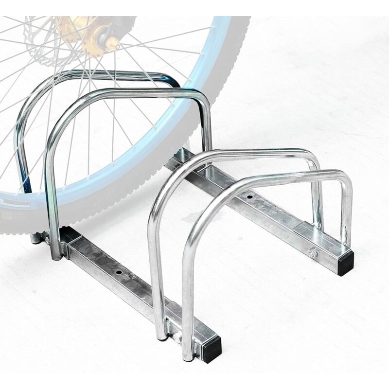foto del prodotto lupex shop rastrelliera supporto portabici per 2 bici, con pneumatici da 35 a 60 mm, in acciaio, per esterni, parete o pavimento