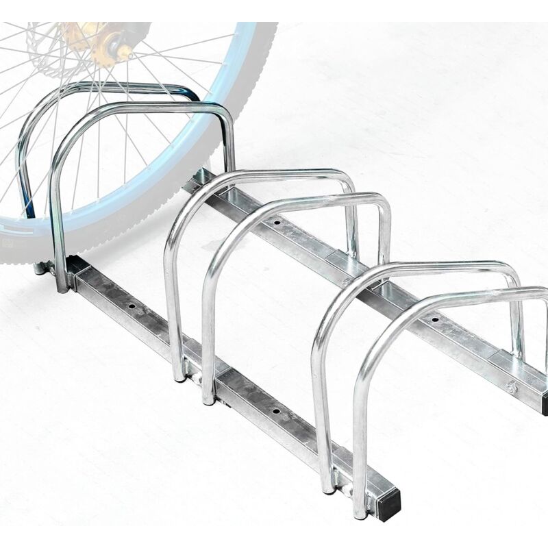 foto del prodotto lupex shop rastrelliera supporto portabici per 3 bici, con pneumatici da 35 a 60 mm, in acciaio, per esterni, parete o pavimento
