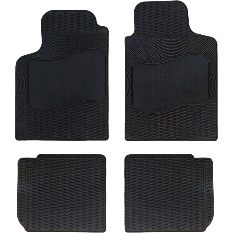 foto del prodotto lupex shop set da 4 tappetini in gomma per auto compatibili per 500, adatto a tutte le stagioni, nero, sagomati anteriori e posteriori, mod. 1