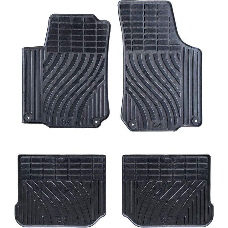 foto del prodotto lupex shop set da 4 tappetini in gomma per auto compatibili per golf 4, adatto a tutte le stagioni, nero, sagomati anteriori e posteriori mod.