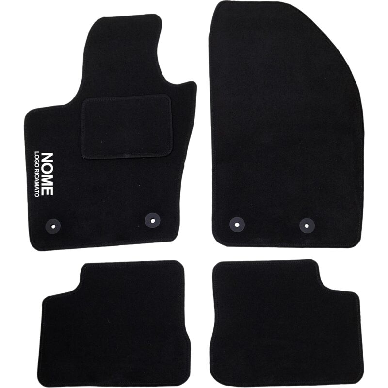 foto del prodotto lupex shop tappetini auto compatibili per 500x, con 4 clip di fissaggio, in moquette nera, anteriori e posteriori