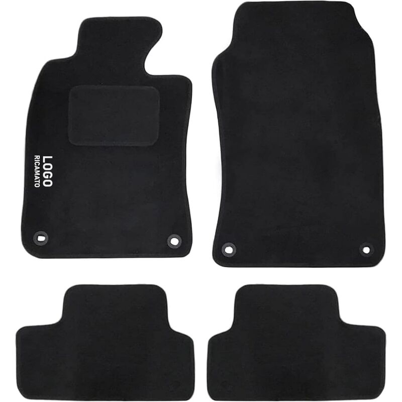 foto del prodotto lupex shop tappetini auto compatibili per mini, con 2 clip di fissaggio, in moquette nera, anteriori e posteriori