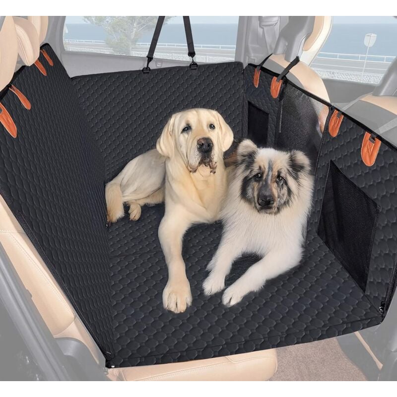 foto del prodotto lupex shop telo coprisedile auto per animali domestici cane, impermeabile antigraffio, amaca a fondo rigido, finestra in rete e alette con zip