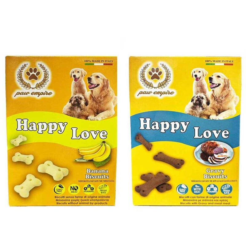 foto del prodotto lupexshop lupex shop biscotti per cani happy love 100 made in italy 300g, gusto banana gravy