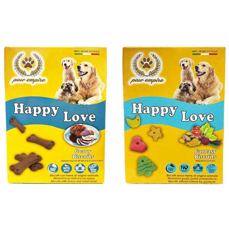 foto del prodotto lupexshop lupex shop biscotti per cani happy love 100 made in italy 300g, gusto gravy fantasy