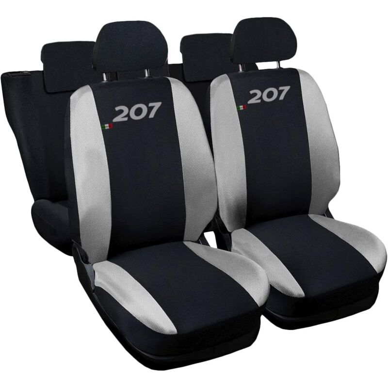 foto del prodotto lupexshop lupex shop coprisedili auto compatibili per 207, made in italy, set di copri sedili anteriori e posteriori con copri poggiatesta
