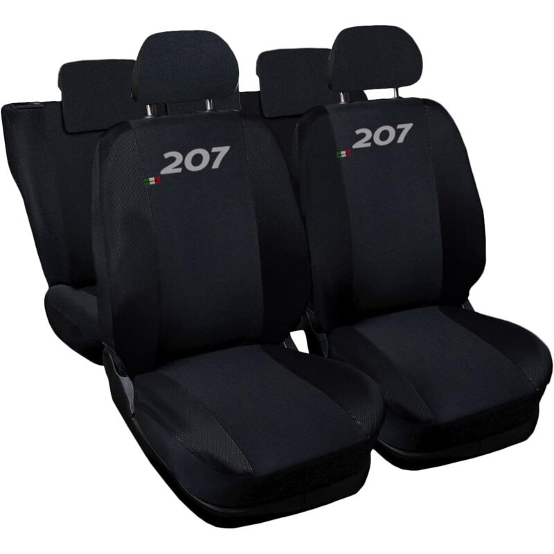 foto del prodotto lupexshop lupex shop coprisedili auto compatibili per 207, made in italy, set di copri sedili anteriori e posteriori con copri poggiatesta