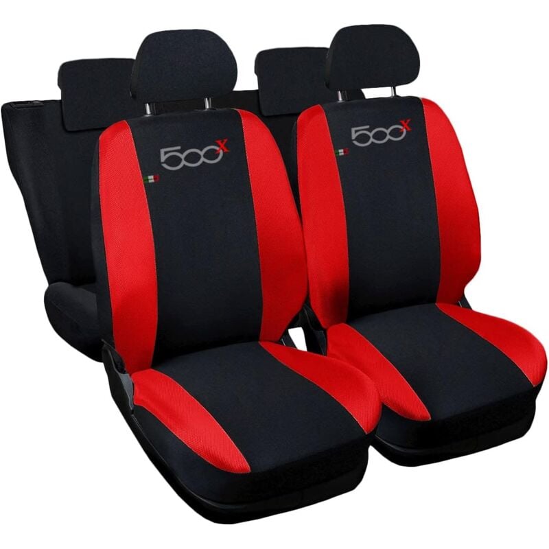 foto del prodotto lupexshop lupex shop coprisedili auto compatibili per 500x, made in italy, set di copri sedili anteriori e posteriori con copri poggiatesta
