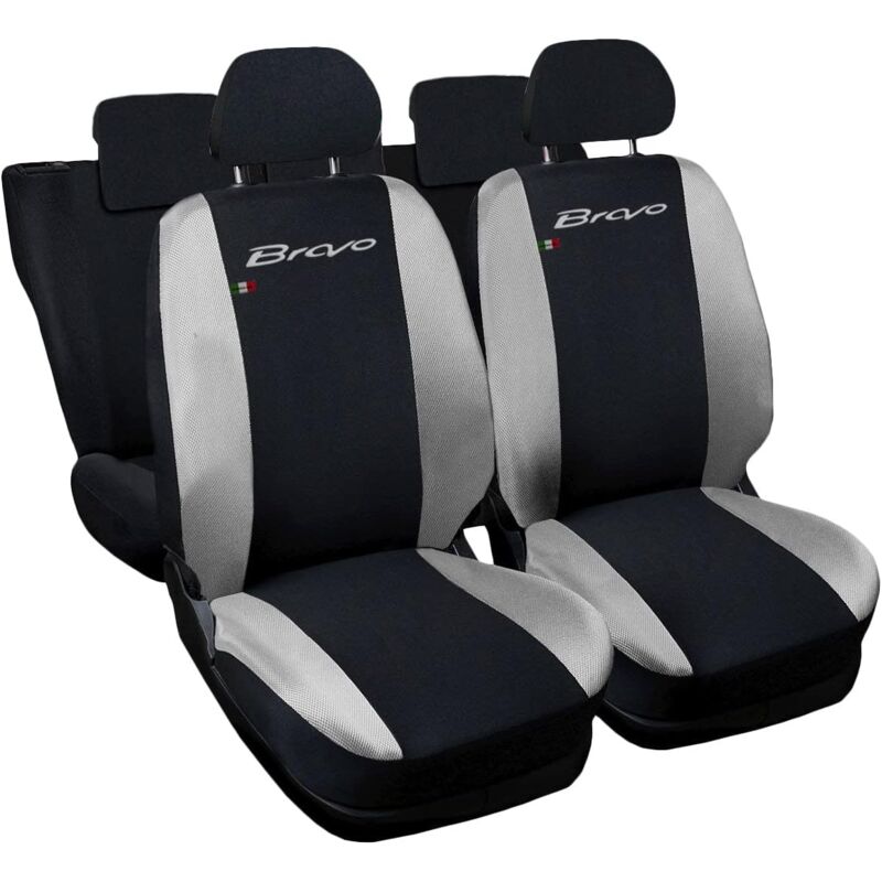 foto del prodotto lupexshop lupex shop coprisedili auto compatibili per bravo, made in italy, set anteriori e posteriori, copri poggiatesta incluso, tessuto