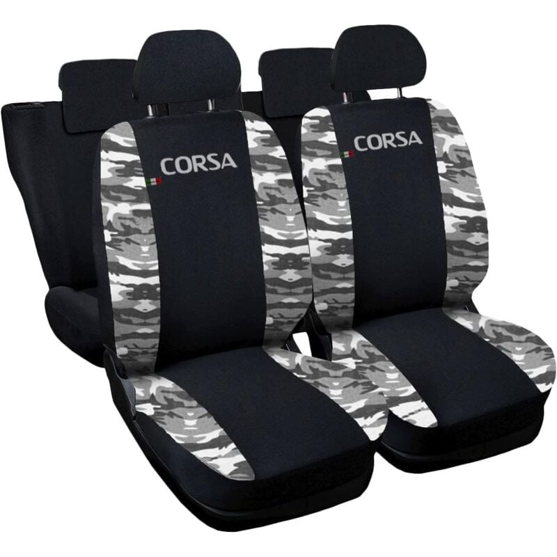 foto del prodotto lupexshop lupex shop coprisedili auto compatibili per corsa, made in italy, anteriori e posteriori con copri poggiatesta incluso, tessuto