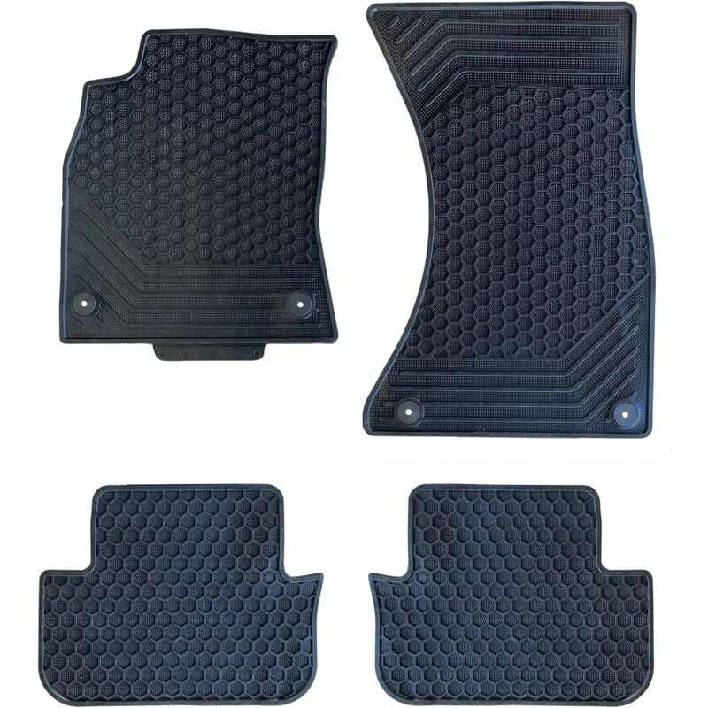 foto del prodotto lupexshop lupex shop set da 4 tappetini in gomma per auto compatibili per a4, adatto a tutte le stagioni, nero, sagomati anteriori e posteriori