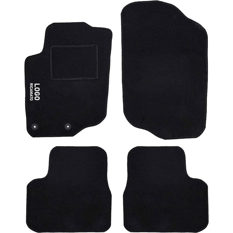 foto del prodotto lupexshop lupex shop tappetini auto compatibili per 207 con 2 clip di fissaggio, in moquette nera, anteriori e posteriori