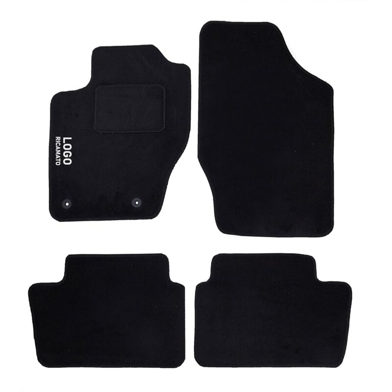 foto del prodotto lupexshop lupex shop tappetini auto compatibili per 307, con 2 clip di fissaggio, in moquette nera, anteriori e posteriori