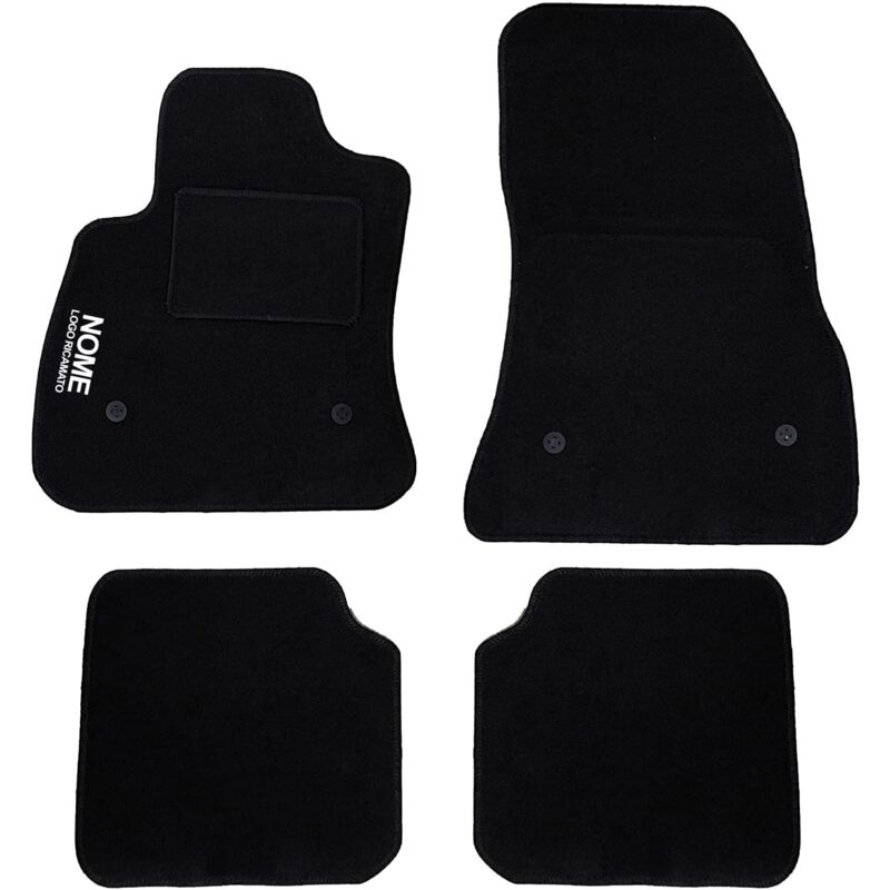 foto del prodotto lupexshop lupex shop tappetini auto compatibili per 500l con 4 clip di fissaggio, in moquette nera, anteriori e posteriori