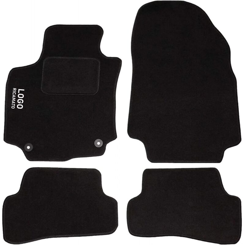 foto del prodotto lupexshop lupex shop tappetini auto compatibili per captur con 2 clip di fissaggio, in moquette nera, anteriori e posteriori