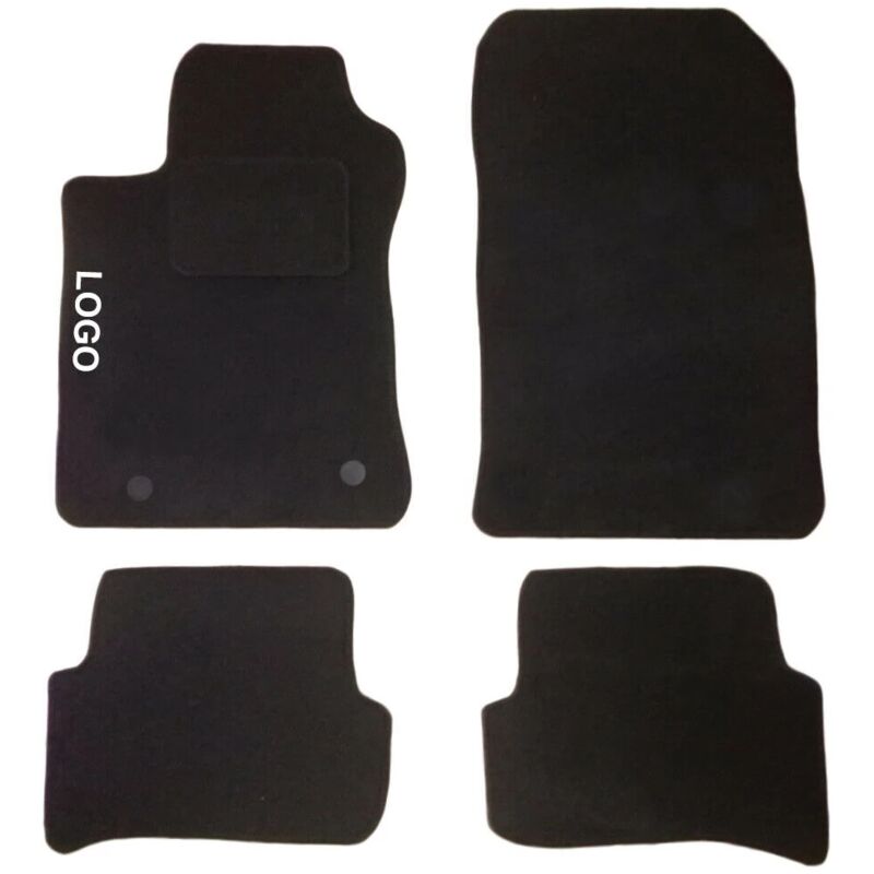 foto del prodotto lupexshop lupex shop tappetini auto compatibili per clio serie 3 con 2 clip di fissaggio, in moquette nera, anteriori e posteriori