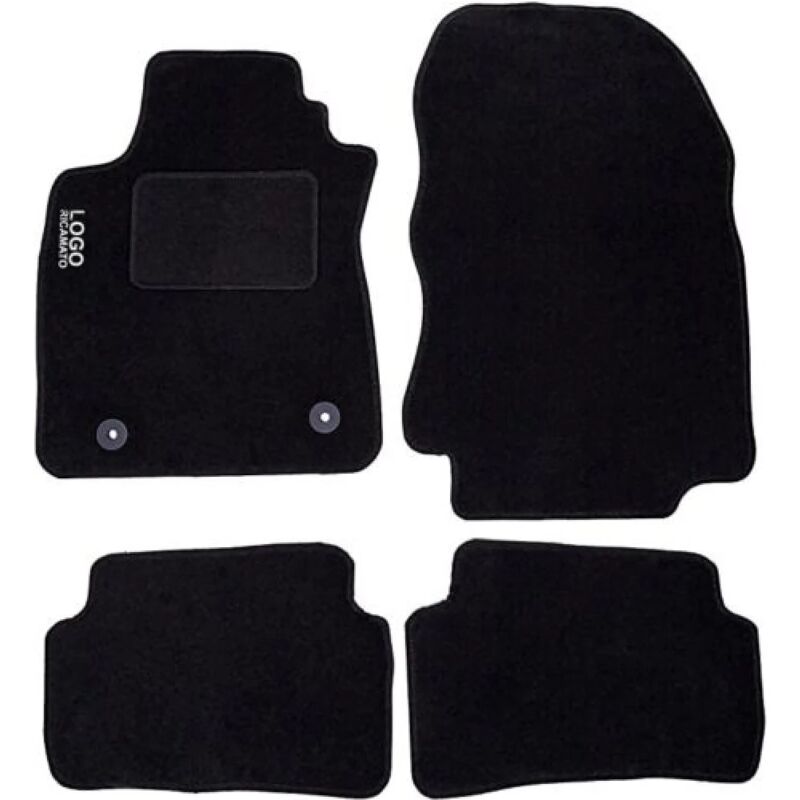 foto del prodotto lupexshop lupex shop tappetini auto compatibili per clio serie 4 con 2 clip di fissaggio, in moquette nera, anteriori e posteriori