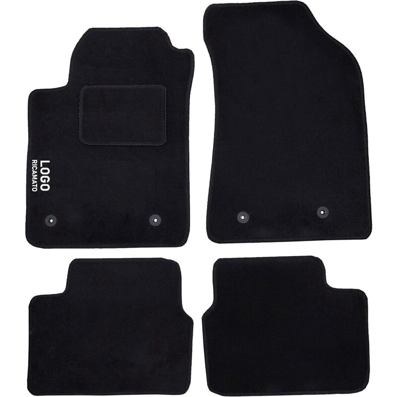 foto del prodotto lupexshop lupex shop tappetini auto compatibili per delta, con 4 clip di fissaggio, in moquette nera, anteriori e posteriori