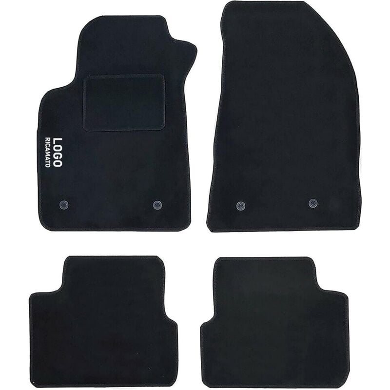 foto del prodotto lupexshop lupex shop tappetini auto compatibili per giulietta del 2014 con 4 clip di fissaggio, in moquette nera, anteriori e posteriori