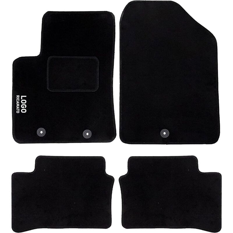 foto del prodotto lupexshop lupex shop tappetini auto compatibili per i10 del 2014 3 clip di fissaggio, in moquette nera, anteriori e posteriori