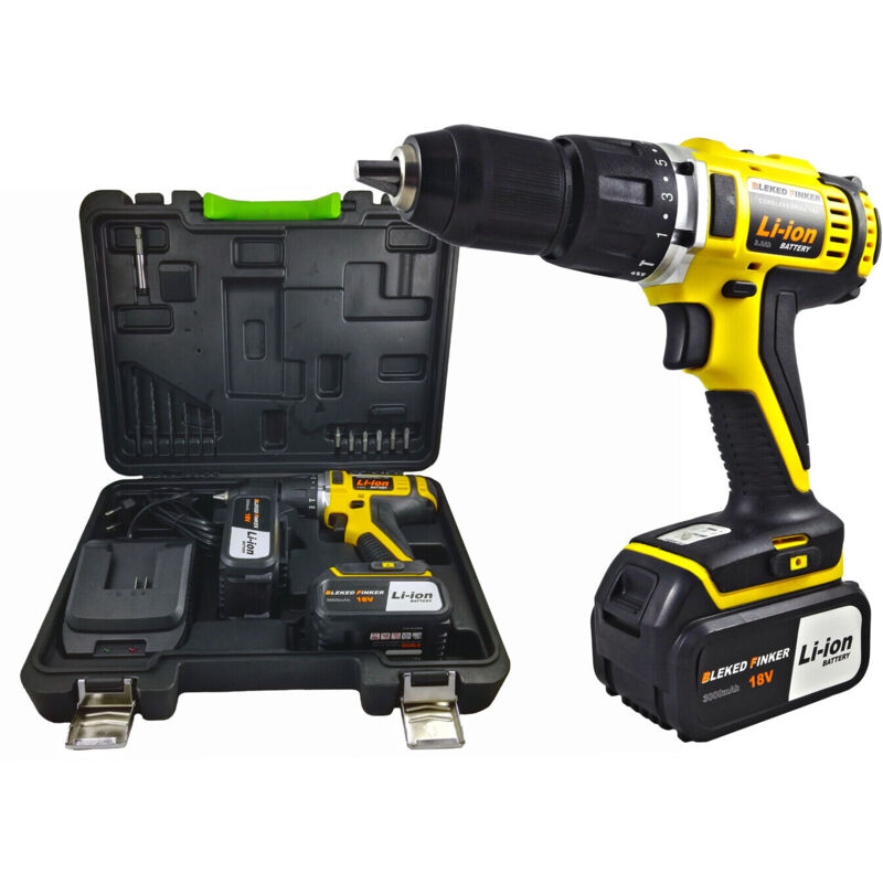 foto del prodotto lupexshop lupex shop trapano avvitatore con percussione cordless impugnatura morbida 18v 3ah li ion egcd18 star