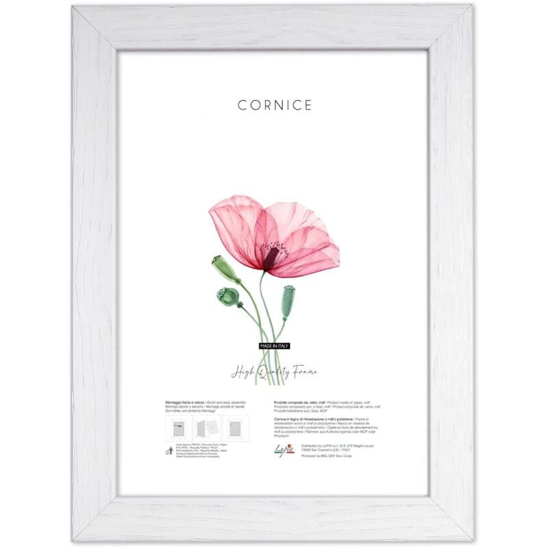 foto del prodotto lupia - cornice portafoto in legno da parete shabby chic white bianca, per foto, stampe artistiche, poster, quadri moderni 18x24 cm