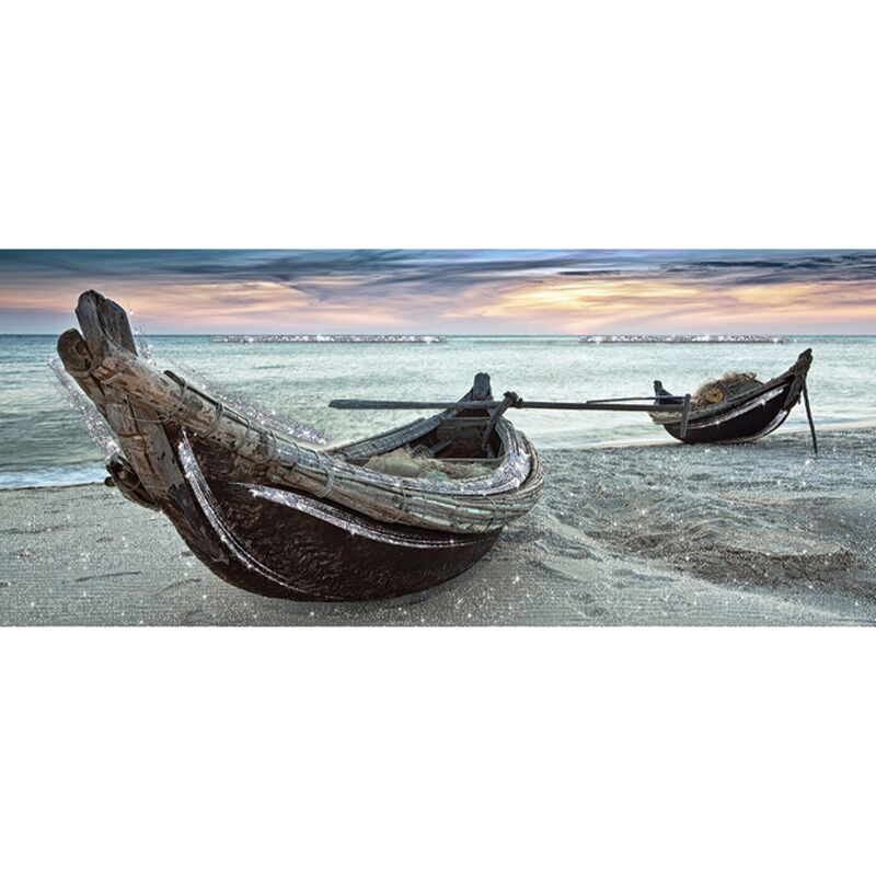 foto del prodotto lupia quadro dipinto brillantinato brillant 52x122 canoe