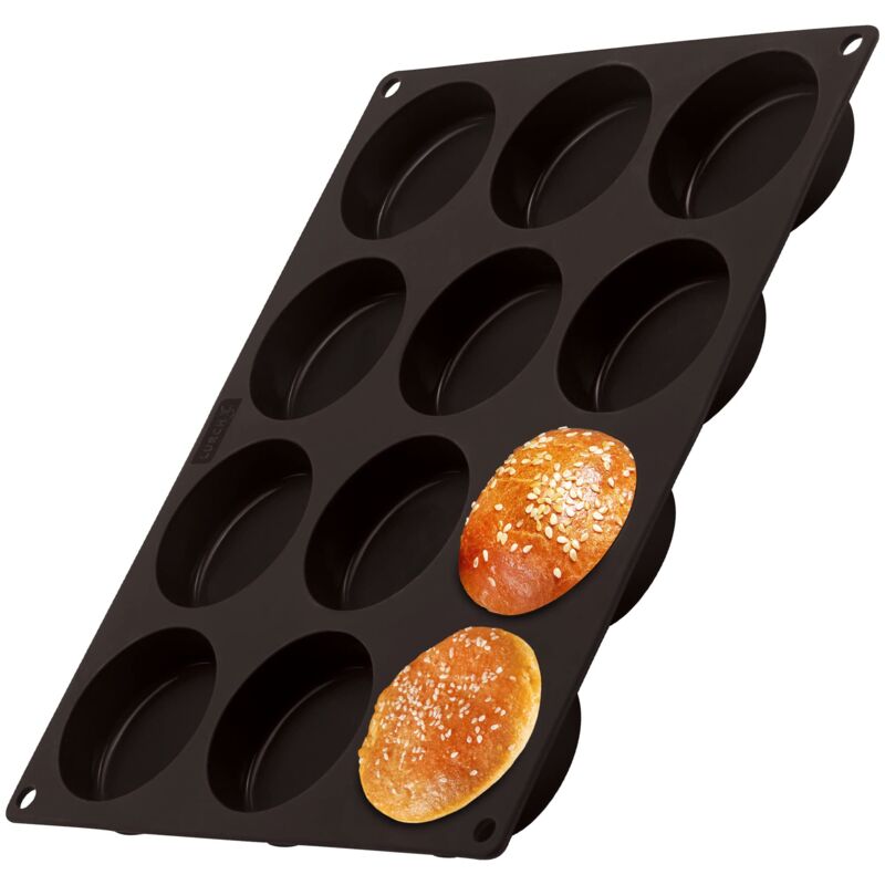 foto del prodotto lurch 85087 flexiform burger buns stampo per 12 panini per hamburger diametro 6,3 cm , in 100 silicone platino senza bpa, colore marrone