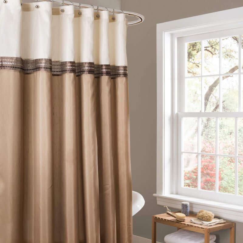 foto del prodotto lush decor terra shower curtain, beige ivory, 72 inches x 72 inches