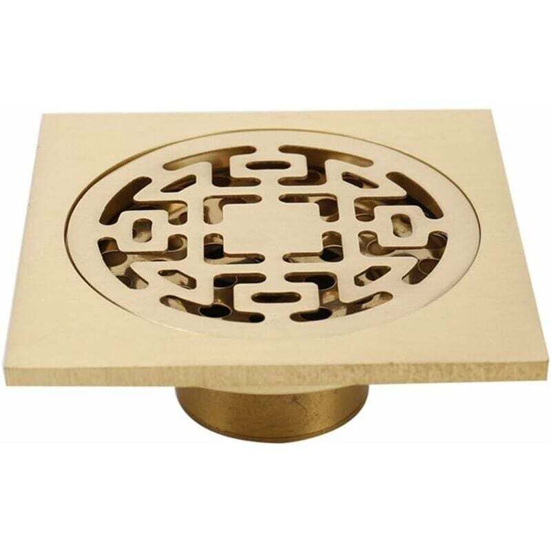foto del prodotto lusso dorato in ottone massiccio 100 x 100 mm 4 pollici quadrato anti odore scarico a pavimento dorato bagno doccia scarico doccia copertura di