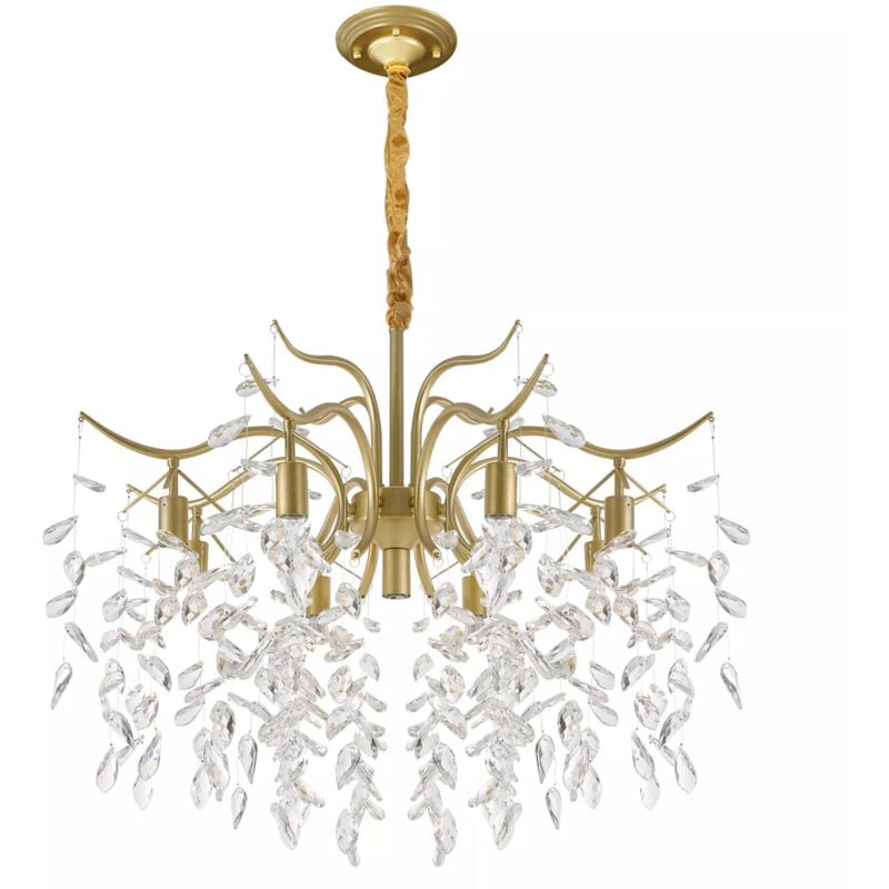 foto del prodotto lussuoso 8 ramo lampadario di cristallo trasparente lampadario di cristallo lampada da soffitto classico metallo cristallo lampada a sospensione in
