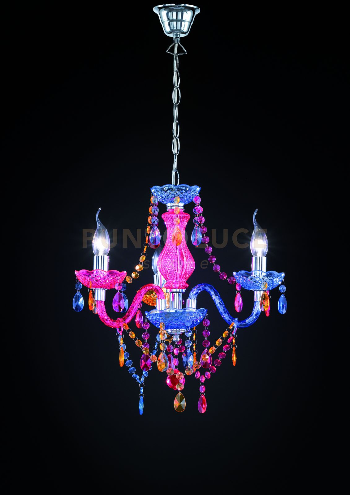 foto del prodotto luster lampadario 3 luci colorato cm46 3 luci attacco e14