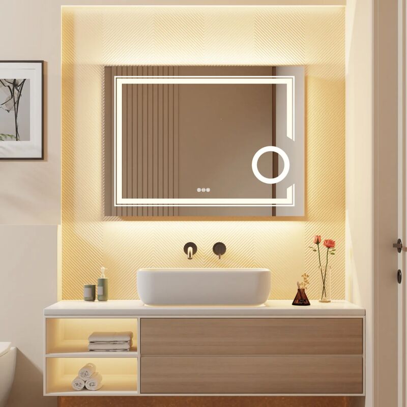 foto del prodotto luvodi espejo de bao luz led antivaho con 3x aumento pared moderno interruptor t ctil, 700 x 900mm
