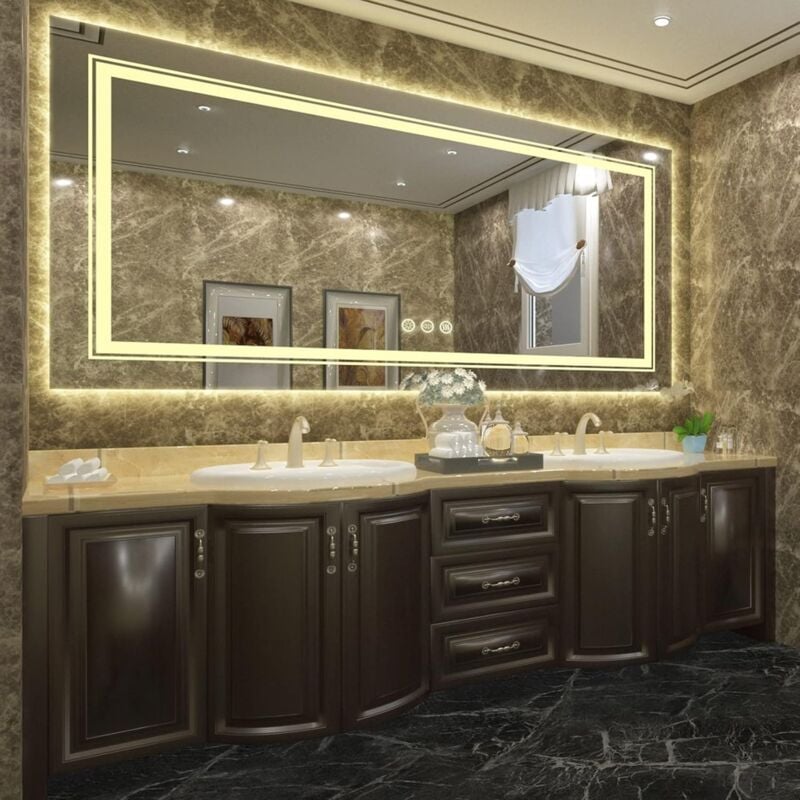 foto del prodotto luvodi specchio da bagno con led luce retroilluminato frontale specchio smart rettangolare 160x80cm