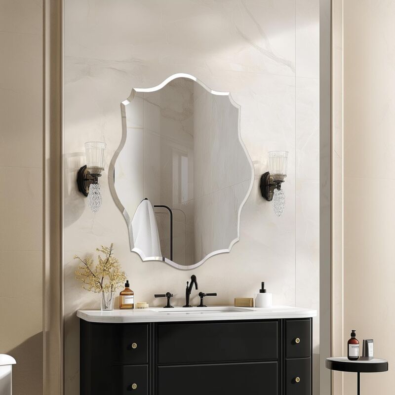 foto del prodotto luvodi specchio da bagno decorativo ingresso irregolare da parete 80x60cm
