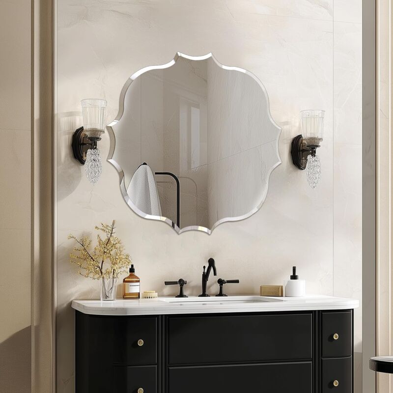 foto del prodotto luvodi specchio da bagno decorativo ingresso irregolare da parete 80x80cm
