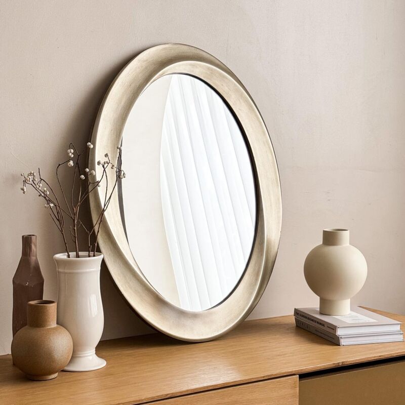 foto del prodotto luvodi specchio decorativo da parete cornice barocco ovale 60x80cm specchio ingresso camera da letto chic vintag da soggiorno salotto hotel