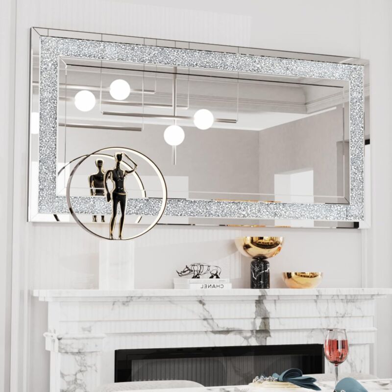 foto del prodotto luvodi specchio decorativo diamante ingresso da parete 120x60cm grande rettangolare lungo per soggiorno