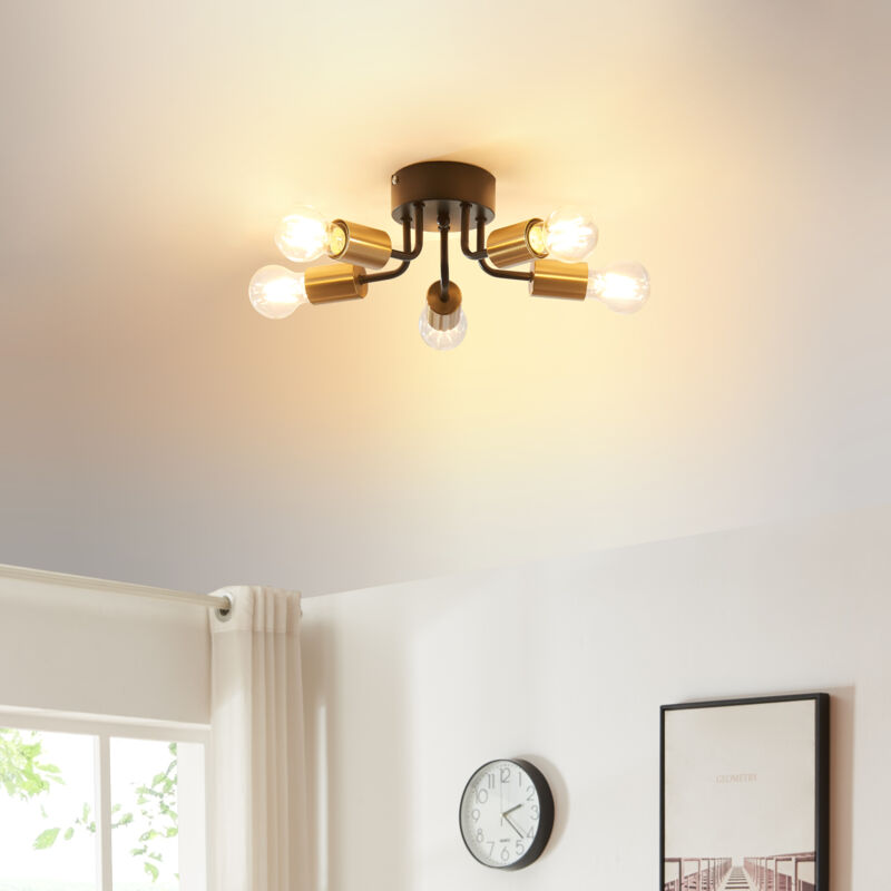 foto del prodotto lux.pro lampada da soffitto barrow a 5 luci nero oro