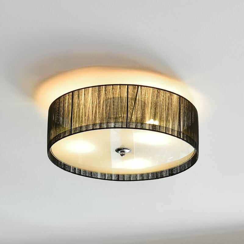 foto del prodotto lux.pro plafoniera helena a 3 fonti di luce paralume cilindrico nero