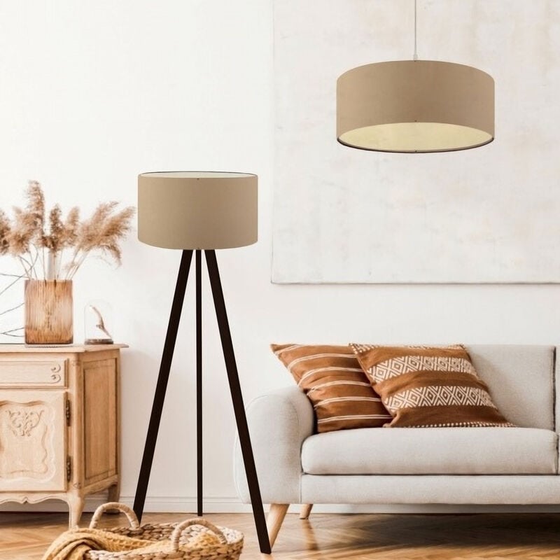 foto del prodotto lux.pro set di 2 lampade scunthorpe composto di 1 piantana lampada da terra e 1 lampadario lampada a sospensione con paralumi di forma
