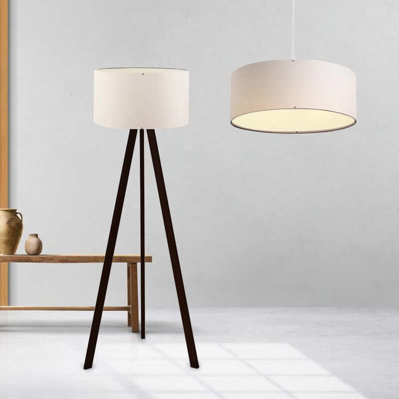 immagine 0 del prodotto lux.pro set di 2 lampade scunthorpe composto di 1 piantana lampada da terra e 1 lampadario lampada a sospensione con paralumi di forma