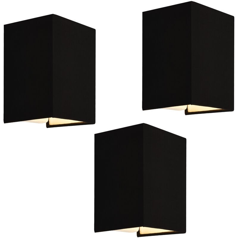 foto del prodotto lux.pro set di 3 applique schwerin da interni con paralume quadrato in tessuto nero