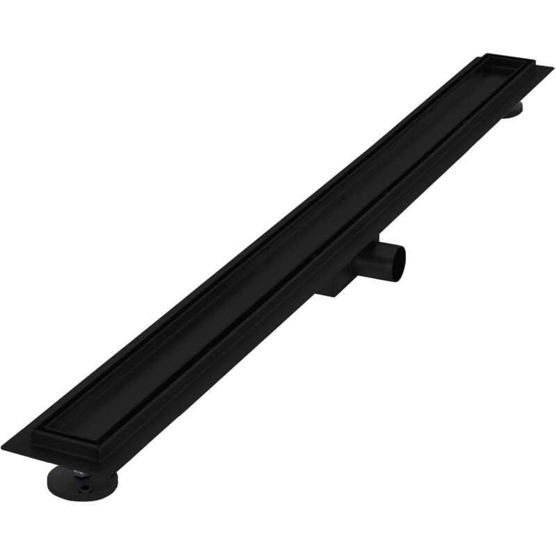foto del prodotto luxebath canaletta per doccia 100cm 2 in 1 drenaggio piastrellabile in acciaio inossidabile nero canalina scarico a pavimento per bagno set