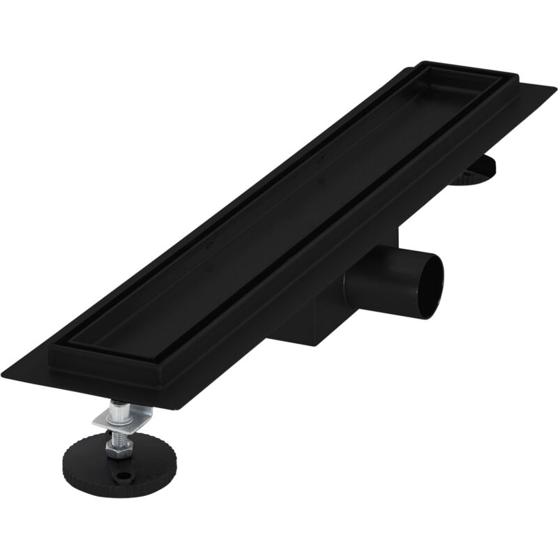 foto del prodotto luxebath canaletta per doccia 50 cm 2 in 1 drenaggio piastrellabile in acciaio inossidabile nero canalina scarico a pavimento per bagno set