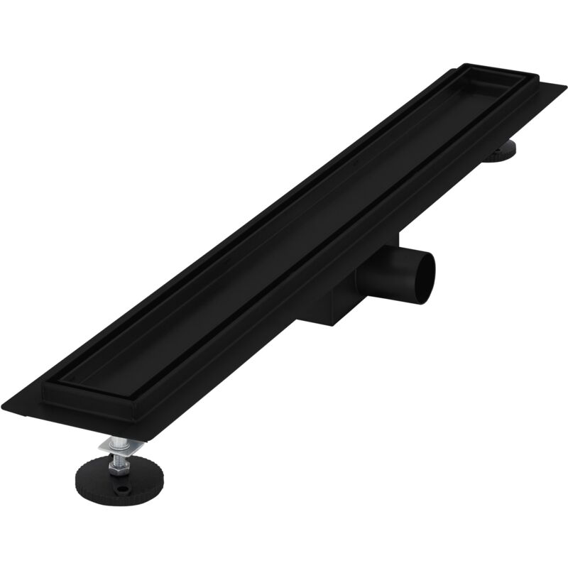 foto del prodotto luxebath canaletta per doccia 70 cm 2 in 1 drenaggio piastrellabile in acciaio inossidabile nero canalina scarico a pavimento per bagno set