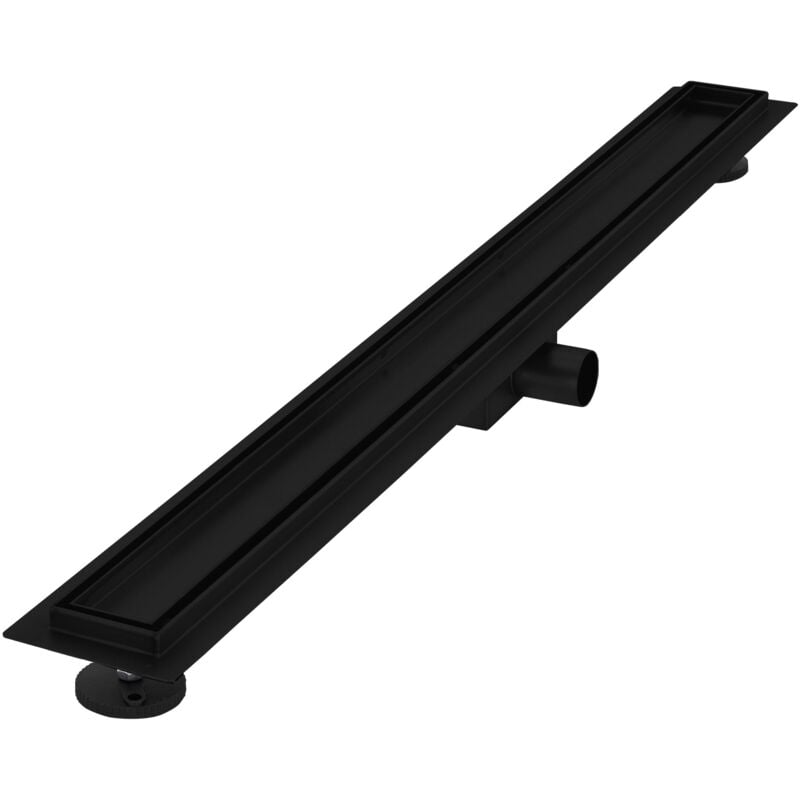 foto del prodotto luxebath canaletta per doccia 90 cm 2 in 1 drenaggio piastrellabile in acciaio inossidabile nero canalina scarico a pavimento per bagno set