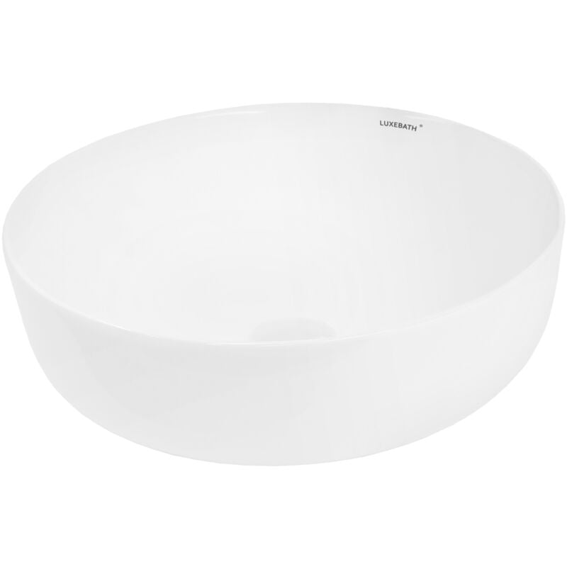 foto del prodotto luxebath ecd germany lavabo da appoggio 400 x 400 x 135 mm ceramica rotondo finitura bianco lucido lavandino design moderno bacinella